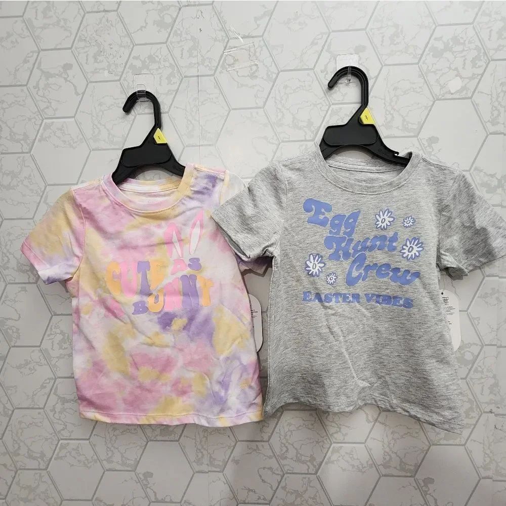 Nwt Short Sleeve Cotton Blended Unisex Girl's Boy's Easter T Shirt Bundle of two
